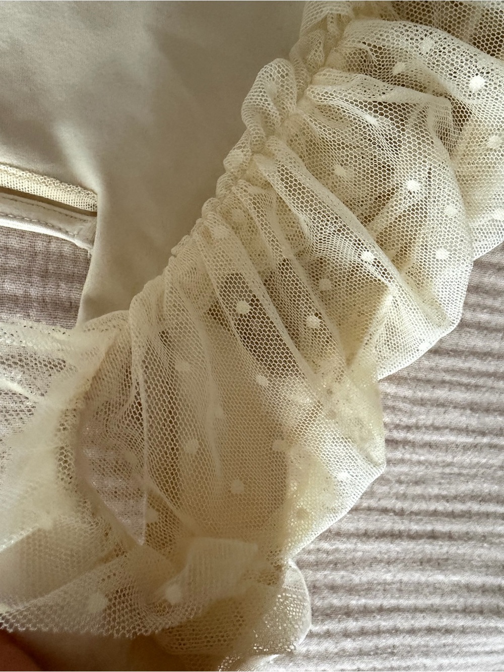 Ivory One-Shoulder Ruffle-Sleeve Top - Picture 2 of 3
